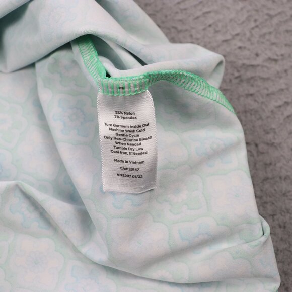 Talbots Shift Dress Womens Small Green Blue Floral Geometric Split Neck Preppy - Picture 5 of 9